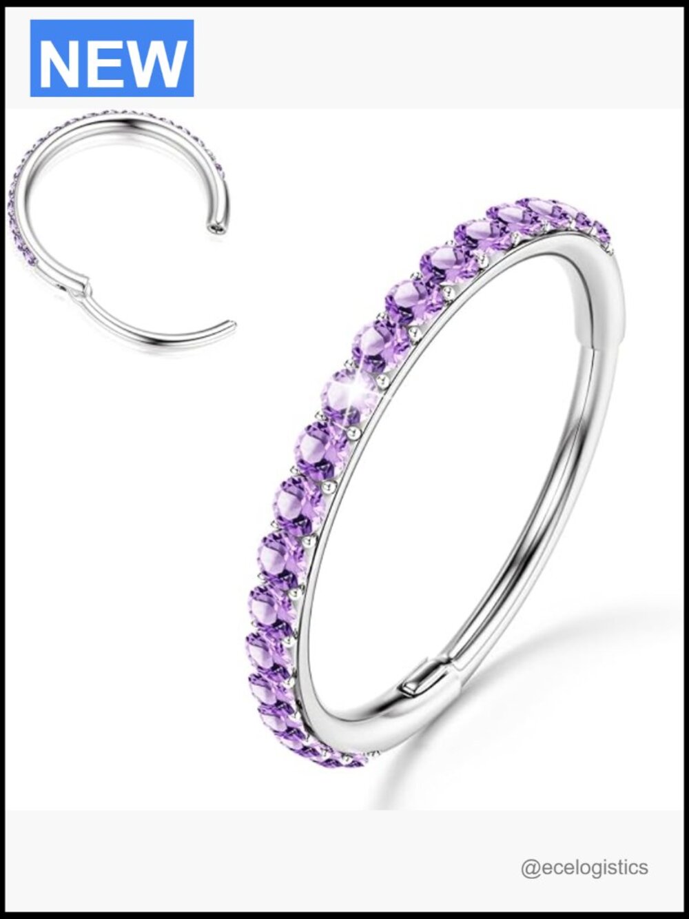 CZ Nose Hoop Ring 316L Surgical Steel Piercing Gauge 20/18/16 Clicker Cartilage